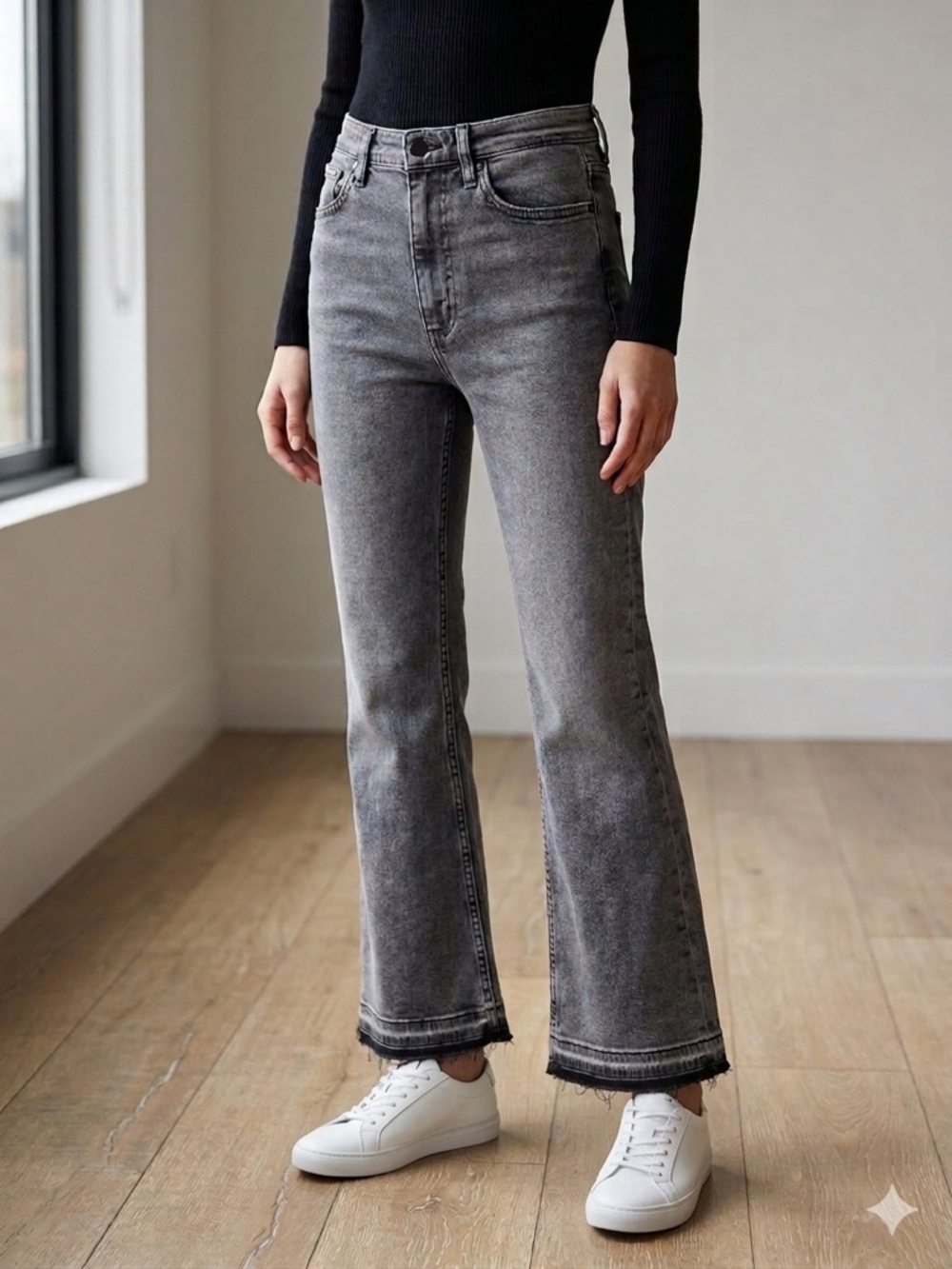 rag & bone Casey High-Rise Ankle Flare Jeans Grey Wash Size 27